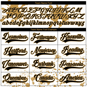 Custom Camo Black Old Gold-White Splash Hockey Lace Neck Jersey