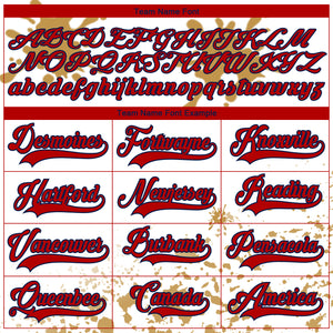 Custom Camo Red Old Gold Navy-White Splash Hockey Lace Neck Jersey