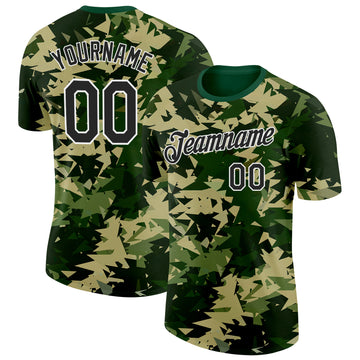 Custom Camo Black-White Geometric Fragment Camouflage Salute To Service Performance T-Shirt