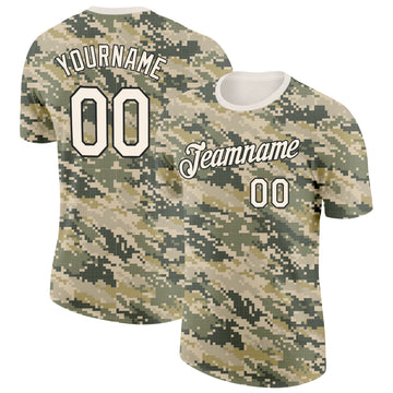 Custom Camo Cream-Black Desert Digital Camouflage Pixel Salute To Service Performance T-Shirt