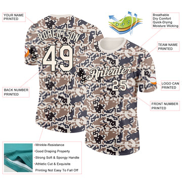 Custom Camo Cream-Black Urban Digital Camouflage Salute To Service Performance T-Shirt