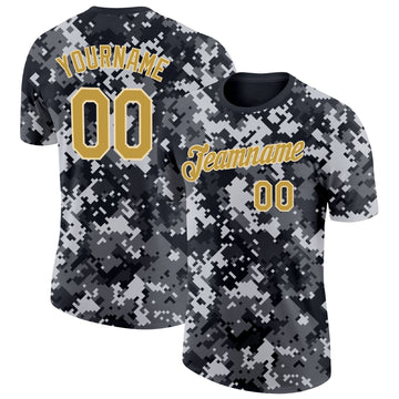 Custom Camo Old Gold-Cream Urban Digital Camouflage Pixel Salute To Service Performance T-Shirt
