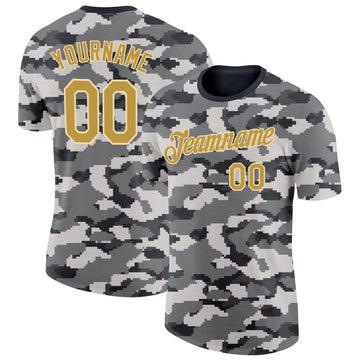 Custom Camo Old Gold-Cream Urban Digital Camouflage Pixel Salute To Service Performance T-Shirt