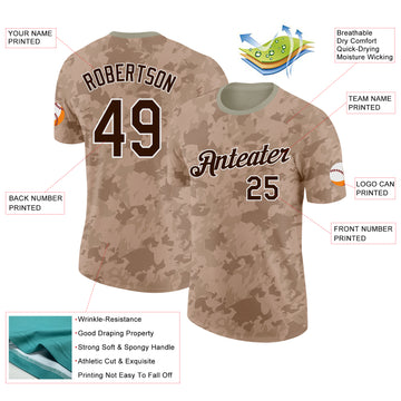 Custom Camo Brown-White Desert Digital Camouflage Salute To Service Performance T-Shirt