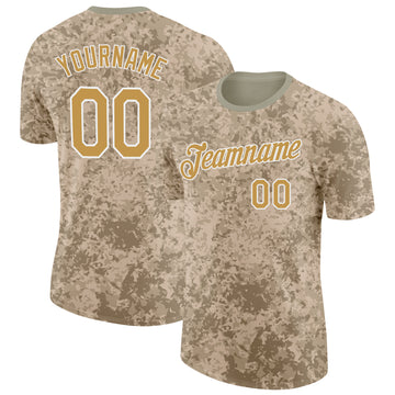 Custom Camo Old Gold-White Desert Digital Camouflage Salute To Service Performance T-Shirt