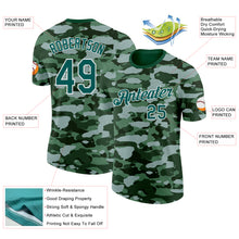 Charger l'image dans la galerie, Custom Camo Midnight Green-White Woodland Forest Digital Camouflage Pixel Salute To Service Performance T-Shirt
