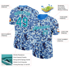 Charger l'image dans la galerie, Custom Camo Teal-White Ocean Digital Camouflage Pixel Salute To Service Performance T-Shirt
