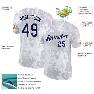 Custom Camo Navy-White Cloud Digital Camouflage Pixel Salute To Service Performance T-Shirt