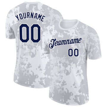 Custom Camo Navy-White Cloud Digital Camouflage Pixel Salute To Service Performance T-Shirt
