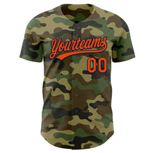 Load image into Gallery viewer, Custom Camo Orange-Navy Authentic Salute To Service Baseball Jersey
