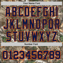 Load image into Gallery viewer, Custom Camo Navy-Orange Woodland Forest Camouflage Authentic Salute To Service Baseball Jersey
