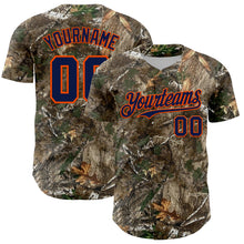 Load image into Gallery viewer, Custom Camo Navy-Orange Woodland Forest Camouflage Authentic Salute To Service Baseball Jersey
