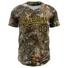 Laden Sie das Bild in den Galerie-Viewer, Custom Camo Navy-Yellow Woodland Forest Camouflage Authentic Salute To Service Baseball Jersey
