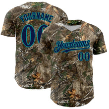 Загрузить изображение в средство просмотра галереи, Custom Camo Navy-Teal Woodland Forest Camouflage Authentic Salute To Service Baseball Jersey
