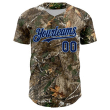 Load image into Gallery viewer, Custom Camo Navy-Powder Blue Woodland Forest Camouflage Authentic Salute To Service Baseball Jersey
