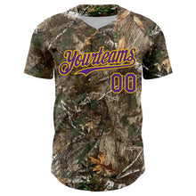 Laden Sie das Bild in den Galerie-Viewer, Custom Camo Purple-Yellow Woodland Forest Camouflage Authentic Salute To Service Baseball Jersey
