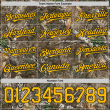 Charger l'image dans la galerie, Custom Camo Gold-Black Woodland Forest Camouflage Authentic Salute To Service Baseball Jersey

