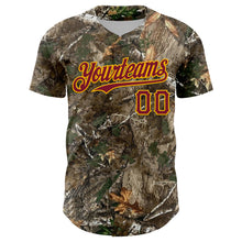 Charger l'image dans la galerie, Custom Camo Crimson-Gold Woodland Forest Camouflage Authentic Salute To Service Baseball Jersey
