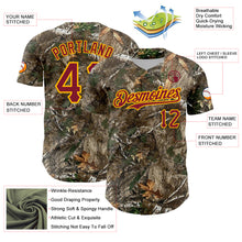 Charger l'image dans la galerie, Custom Camo Crimson-Gold Woodland Forest Camouflage Authentic Salute To Service Baseball Jersey

