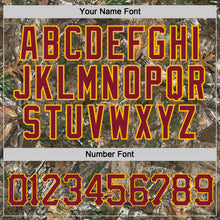 Charger l'image dans la galerie, Custom Camo Crimson-Gold Woodland Forest Camouflage Authentic Salute To Service Baseball Jersey
