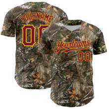 Charger l'image dans la galerie, Custom Camo Crimson-Gold Woodland Forest Camouflage Authentic Salute To Service Baseball Jersey
