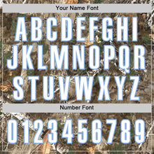 Load image into Gallery viewer, Custom Camo White-Light Blue Woodland Forest Camouflage Authentic Salute To Service Baseball Jersey
