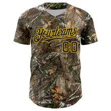 Load image into Gallery viewer, Custom Camo Black-Yellow Woodland Forest Camouflage Authentic Salute To Service Baseball Jersey
