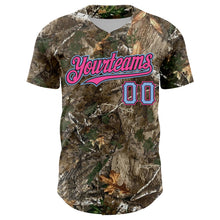 Charger l'image dans la galerie, Custom Camo Light Blue Black-Pink Woodland Forest Camouflage Authentic Salute To Service Baseball Jersey
