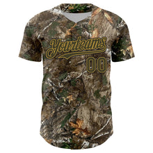Load image into Gallery viewer, Custom Camo Olive Old Gold-Black Woodland Forest Camouflage Authentic Salute To Service Baseball Jersey
