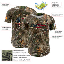 Load image into Gallery viewer, Custom Camo Vintage USA Flag Olive-Black Woodland Forest Camouflage Authentic Salute To Service Baseball Jersey
