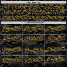 Charger l'image dans la galerie, Custom Camo Black-Old Gold Dark Camouflage Tactical Style Authentic Salute To Service Baseball Jersey
