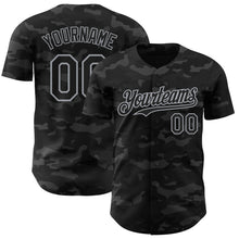 Charger l'image dans la galerie, Custom Camo Black-Gray Dark Camouflage Tactical Style Authentic Salute To Service Baseball Jersey
