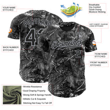 Load image into Gallery viewer, Custom Camo Black-Gray Woodland Forest Camouflage Authentic Salute To Service Baseball Jersey
