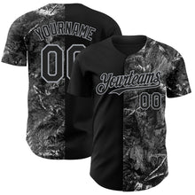 Load image into Gallery viewer, Custom Camo Black-Gray Woodland Forest Camouflage Split Authentic Salute To Service Baseball Jersey
