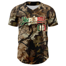 Загрузить изображение в средство просмотра галереи, Custom Camo Vintage Mexican Flag Cream-Red Woodland Forest Tactical Camouflage Outdoor Leaf Authentic Baseball Jersey
