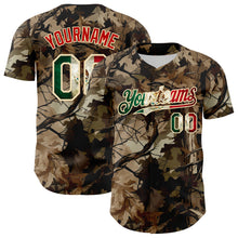 Загрузить изображение в средство просмотра галереи, Custom Camo Vintage Mexican Flag Cream-Red Woodland Forest Tactical Camouflage Outdoor Leaf Authentic Baseball Jersey
