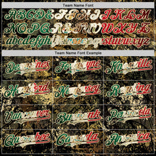Загрузить изображение в средство просмотра галереи, Custom Camo Vintage Mexican Flag Cream-Black Woodland Forest Tactical Camouflage Outdoor Leaf Authentic Baseball Jersey
