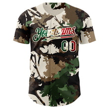 Загрузить изображение в средство просмотра галереи, Custom Camo Vintage Mexican Flag Cream-Red Woodland Forest Tactical Camouflage Outdoor Leaf Authentic Baseball Jersey
