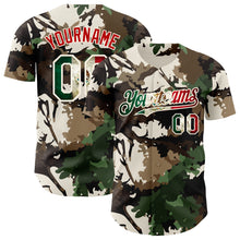 Загрузить изображение в средство просмотра галереи, Custom Camo Vintage Mexican Flag Cream-Red Woodland Forest Tactical Camouflage Outdoor Leaf Authentic Baseball Jersey
