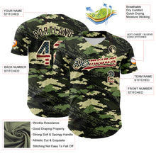 Load image into Gallery viewer, Custom Camo Vintage USA Flag Cream-Black Woodland Forest Tactical Camouflage Outdoor Leaf Authentic Baseball Jersey

