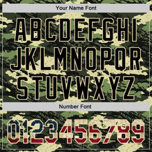 Load image into Gallery viewer, Custom Camo Vintage USA Flag Cream-Black Woodland Forest Tactical Camouflage Outdoor Leaf Authentic Baseball Jersey
