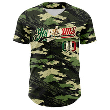 Загрузить изображение в средство просмотра галереи, Custom Camo Vintage Mexican Flag Cream-Red Woodland Forest Tactical Camouflage Outdoor Leaf Authentic Baseball Jersey
