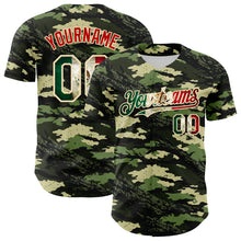 Загрузить изображение в средство просмотра галереи, Custom Camo Vintage Mexican Flag Cream-Red Woodland Forest Tactical Camouflage Outdoor Leaf Authentic Baseball Jersey
