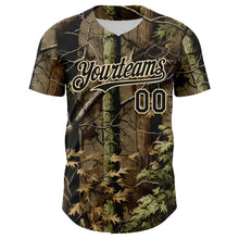 Laden Sie das Bild in den Galerie-Viewer, Custom Camo Black-Cream Woodland Forest Tactical Camouflage Outdoor Leaf Authentic Baseball Jersey
