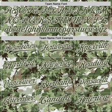 Laden Sie das Bild in den Galerie-Viewer, Custom Camo Olive-White Woodland Forest Tactical Camouflage Outdoor Leaf Authentic Baseball Jersey
