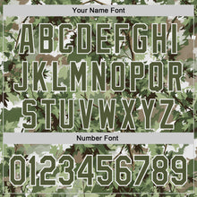Laden Sie das Bild in den Galerie-Viewer, Custom Camo Olive-White Woodland Forest Tactical Camouflage Outdoor Leaf Authentic Baseball Jersey
