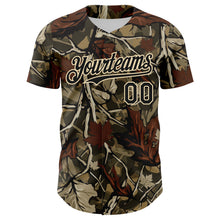 Load image into Gallery viewer, Custom Camo Black-Cream Woodland Forest Tactical Camouflage Outdoor Leaf Authentic Baseball Jersey
