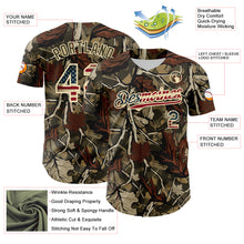 Load image into Gallery viewer, Custom Camo Vintage USA Flag Cream-Olive Woodland Forest Tactical Camouflage Outdoor Leaf Authentic Baseball Jersey
