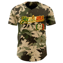 Загрузить изображение в средство просмотра галереи, Custom Camo Vintage Mexican Flag Cream Gold-Olive Woodland Geometric Camouflage Authentic Baseball Jersey
