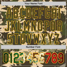 Загрузить изображение в средство просмотра галереи, Custom Camo Vintage Mexican Flag Cream Gold-Olive Woodland Geometric Camouflage Authentic Baseball Jersey
